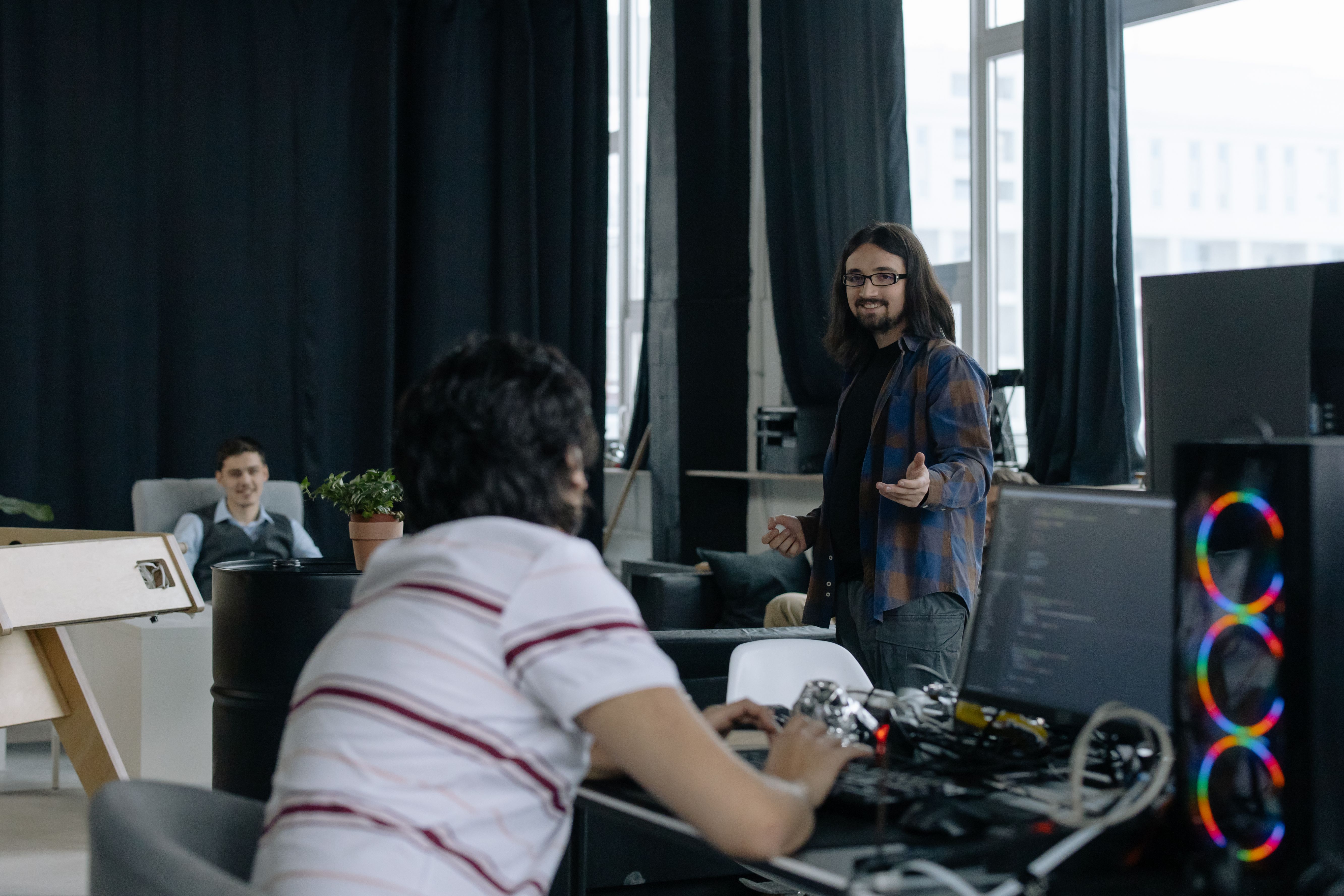 Young team collaborating in a casual modern startup office