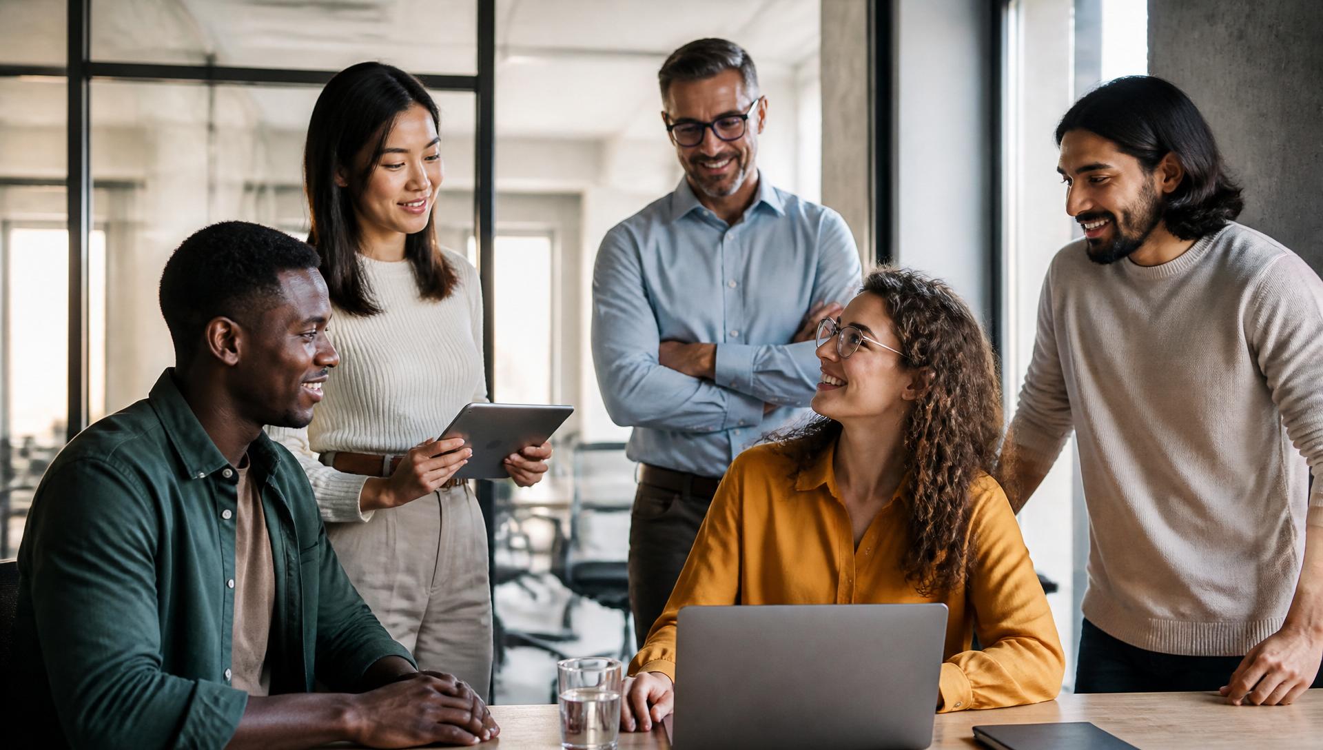 The OpX team collaborating in a modern office